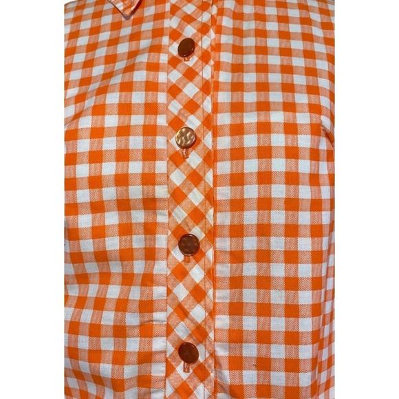 Handmade Orange and White Gingham Sleeveless Shift Dress with Pockets Size XL - Picture 4 of 4